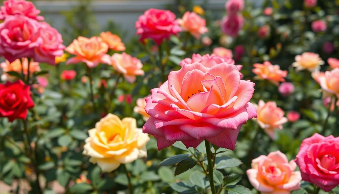 Types de rosiers bicolores : buisson, grimpant, tige