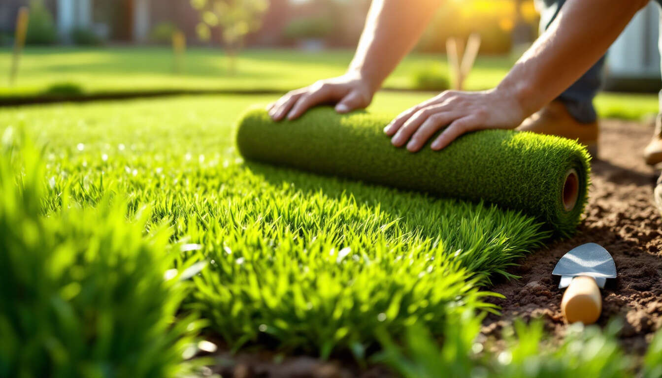 Pose de gazon en rouleau : guide complet et astuces
